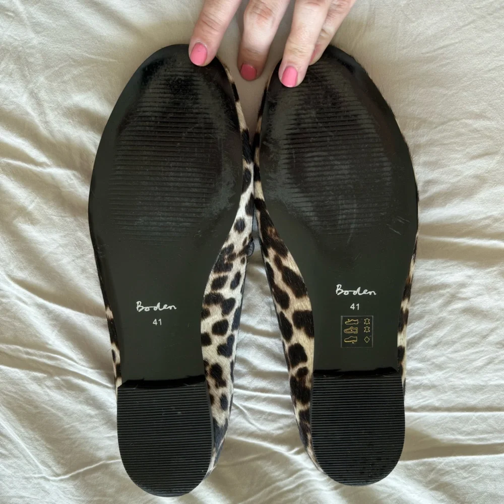 Boden Loafers Calf Hair Leopard Print Size 9.5 (41) brown and black - Picture 4 of 4